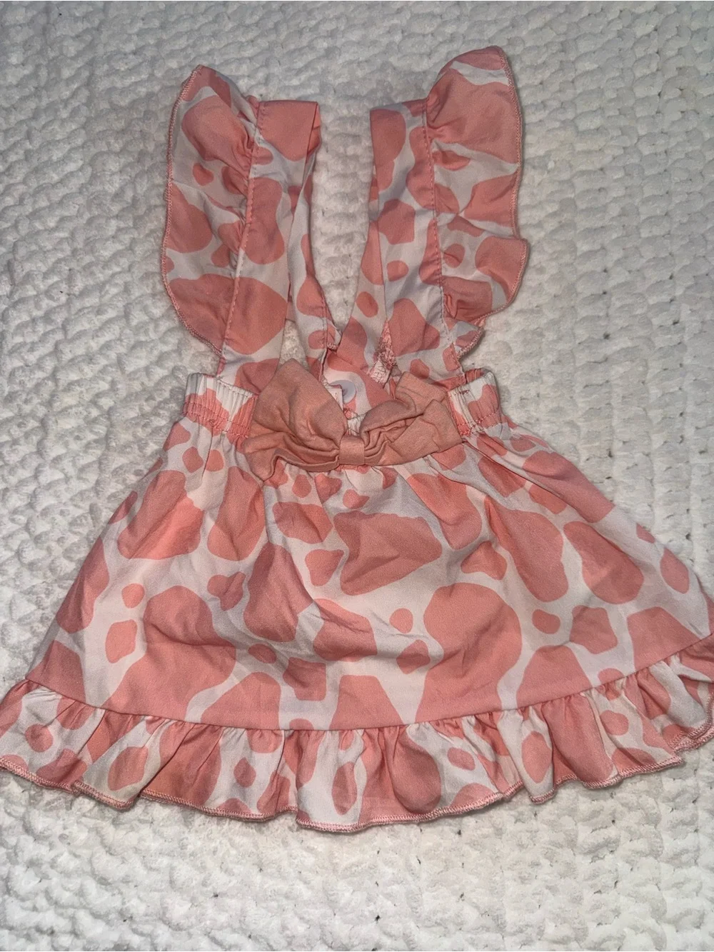 SHEIN Pink Animal-Print Ruffle Bow Sundress for Girls